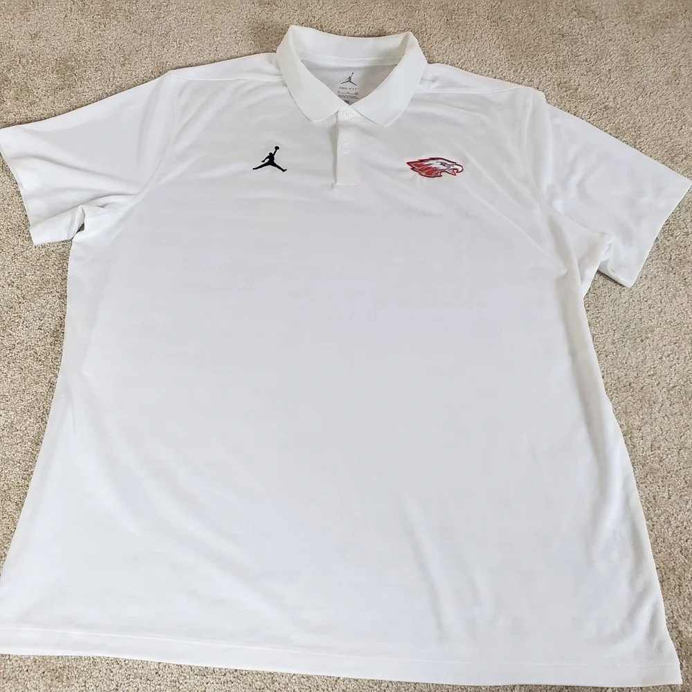 Atlanta‎ Falcons Men's Polo Shirt Size XL White Jordan Dri-FIT Short Sleeve